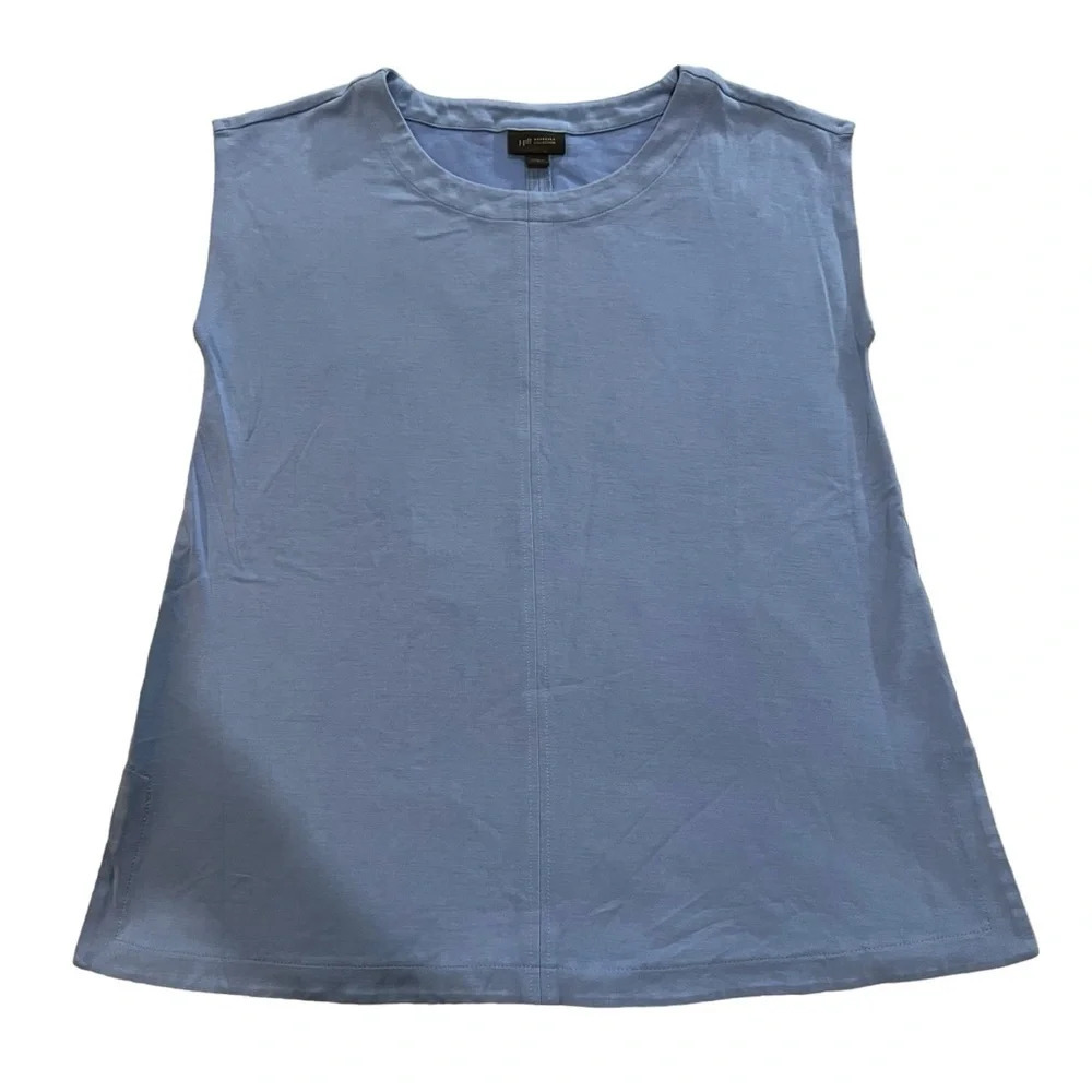 J. Jill Wear Ever‎ Collection Blue Long Line Sleeveless Tunic Shirt Size Small